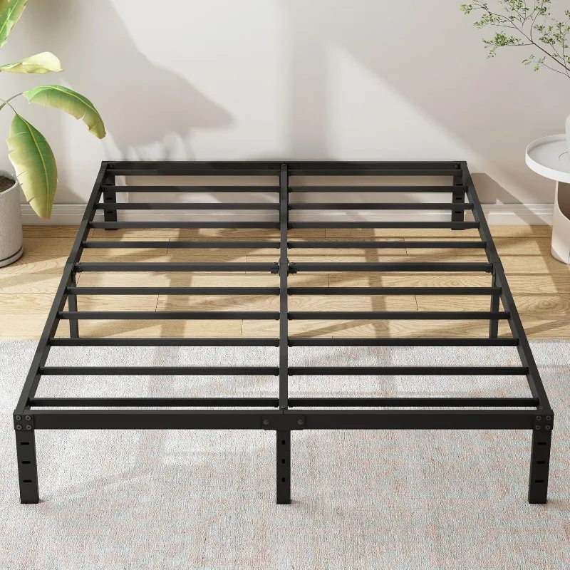 12 Inch Metal Bed Frame, Heavy Duty Steel Slat Mattress Foundation,No Box Spring Needed, Easy Assembly, Noise-Free,Black