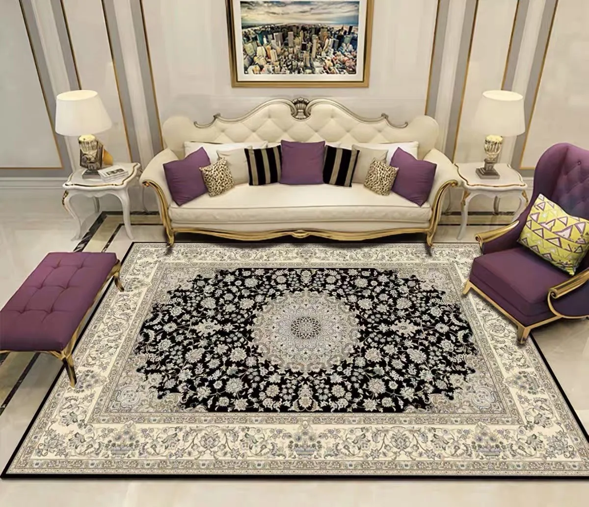 VIKAMA Nordic Moroccan Crystal Velvet Carpet Bedroom Living Room Dirt Resistant Carpet Bohemian National Style Home Decor