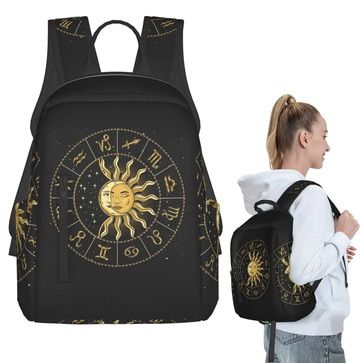 Horoscope Wheel With Zodiac Signs Backpack Student Boys Girls BookBag Children School Bag Computer Shoulder Bags for Men Women