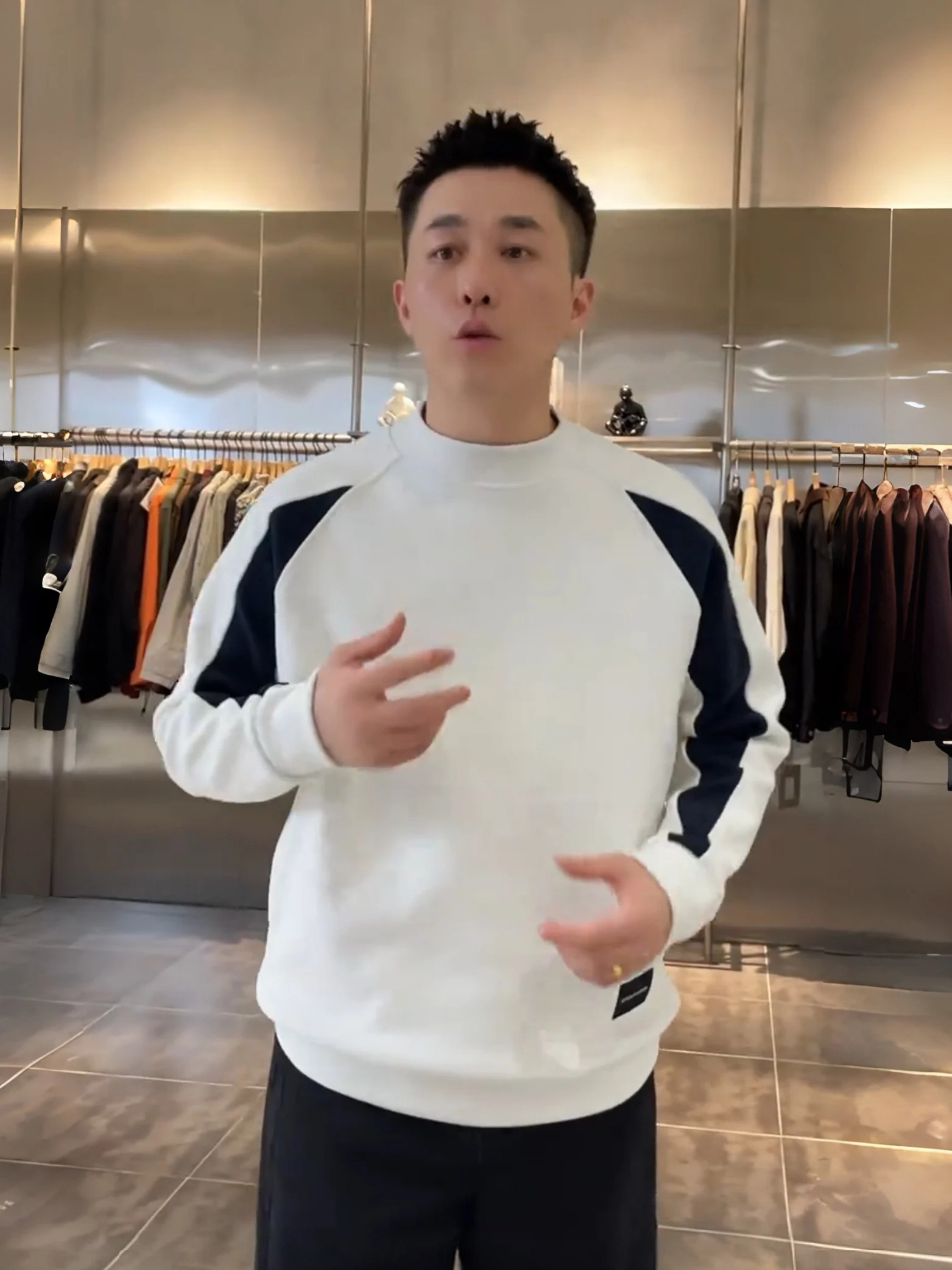 

Autumn New Cloud Fluffy round Ne Sweatirt Men's High Elastic Comfortable Casual Top Base irt Breathable Warmth Kee