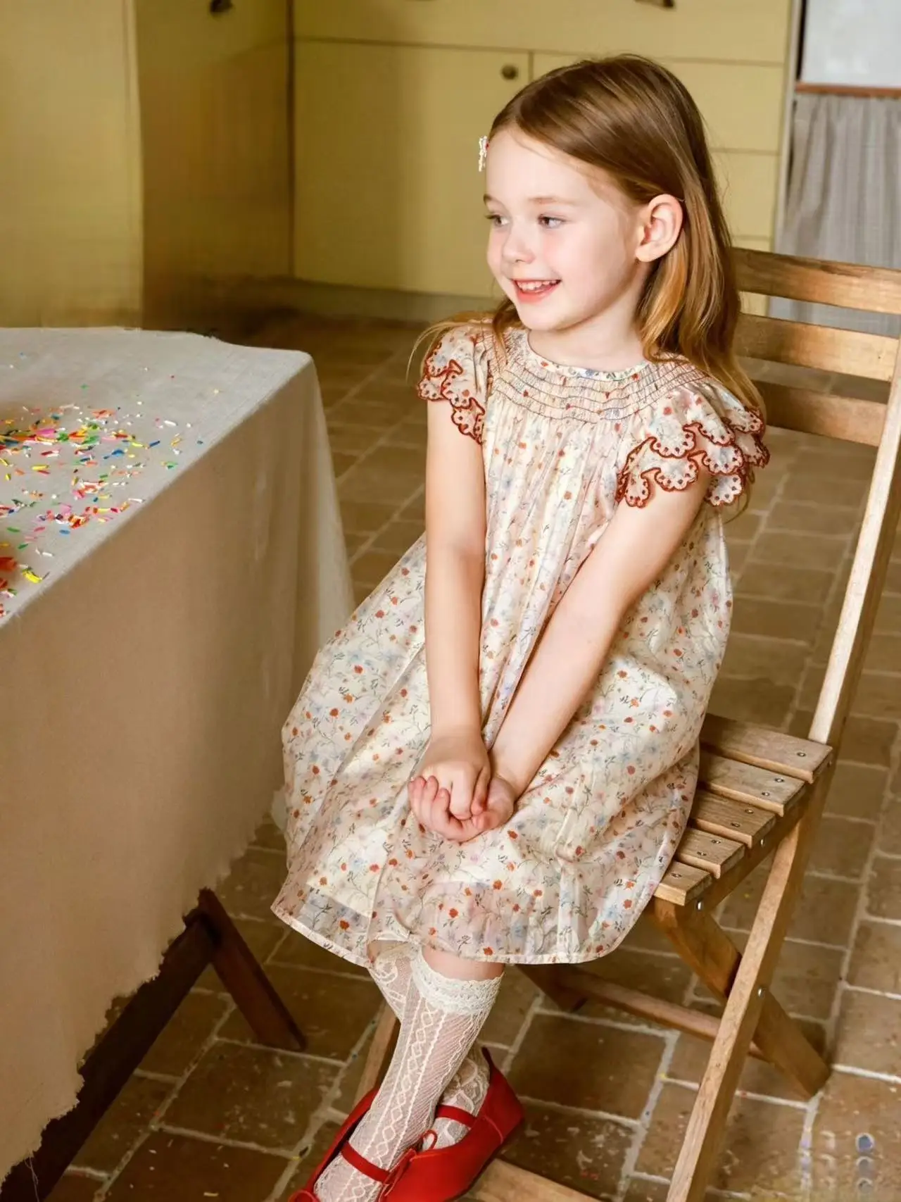 Summer Girls Floral Dress Cute Floral Print Princess Dress for Toddler Little Girls for 90-140cm