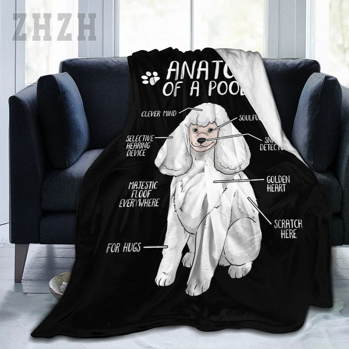 Blanket Funny Anatomy Poodle Dog Poodle Lover Flannel Multifunction Outdoor Camping Sofa Cover Keep Warm