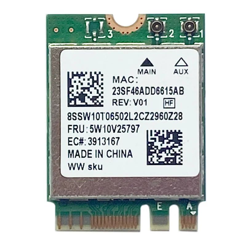 Wifi6 Wireless Network Card Rtl8852Ae 5W10V25797 802 11Ac Ax Bt5 2 for 100W 300W M70A M75Q M90A V55T Series