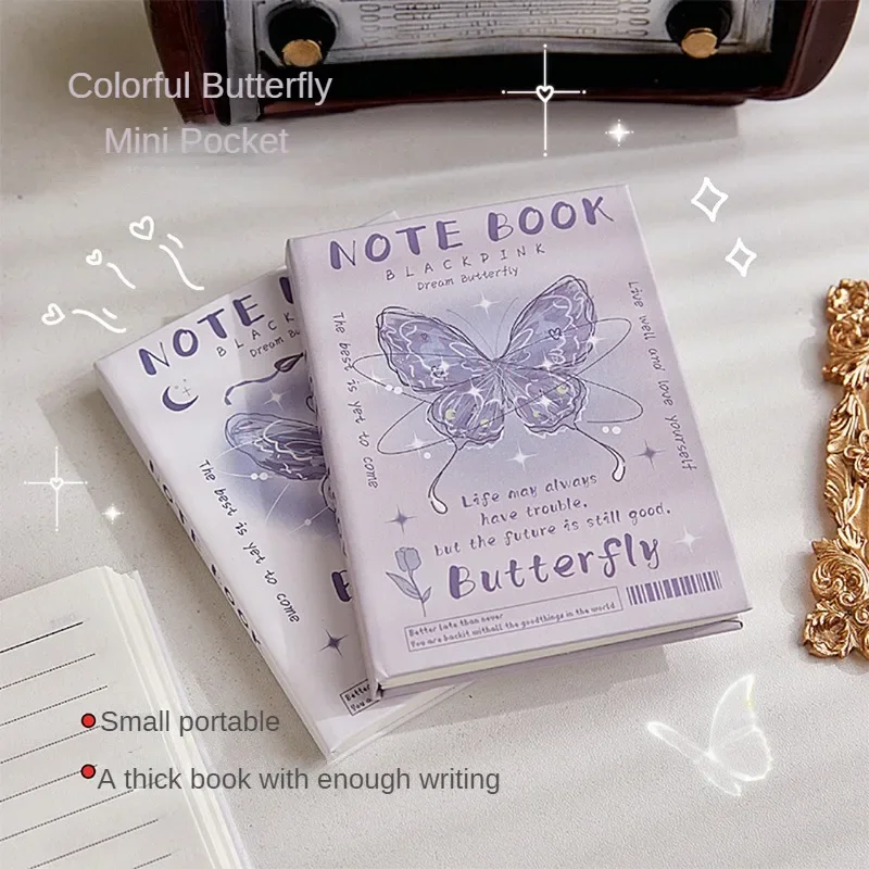 High-Grade Butterfly Small Notebook Portable Pockets Notebook A7 Mini Portable Notepad for College Students study planner