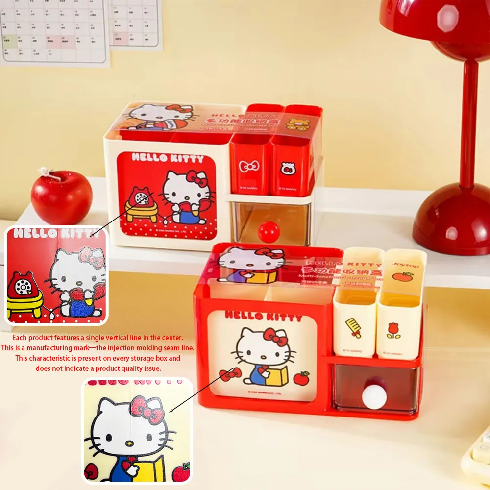 Genuine Sanrio Hello Kitty Desktop Stationery Mark Pen Holder Desk Organizers Shelves Bookshelf Home Office Storage Box view 6