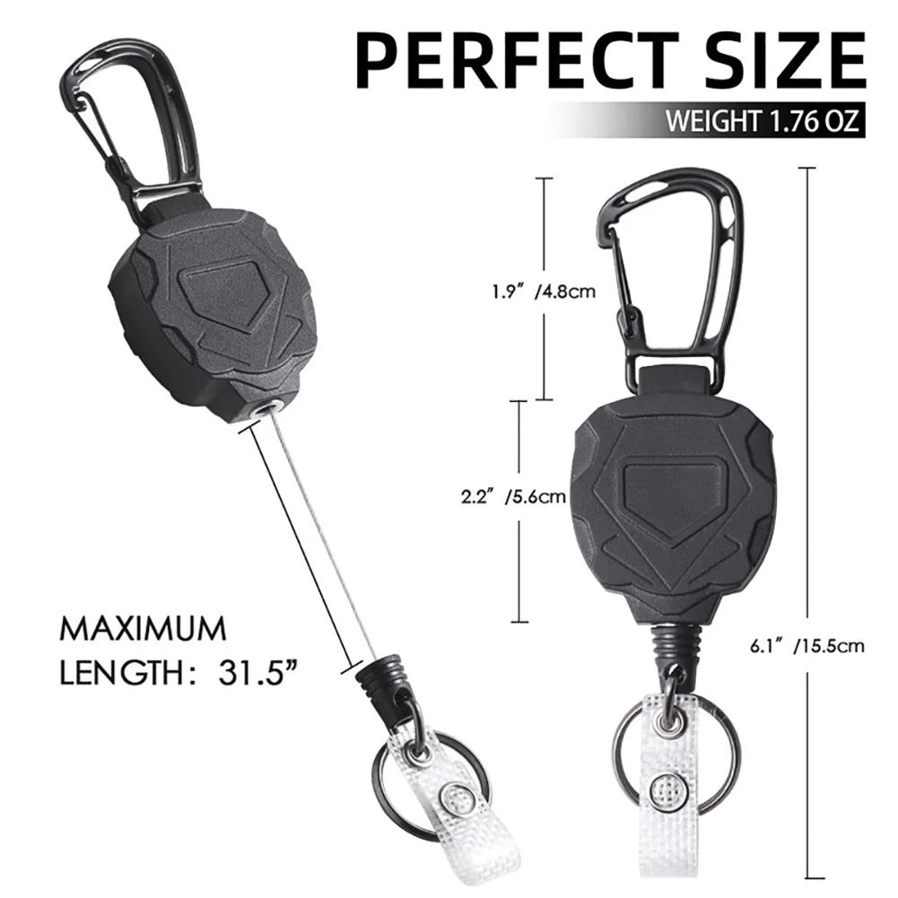 Outdoor Retractable Keychain Badge Clip Retractable Card Holders Extendable Key Chain Steel Wire Rope Extendable Key Lanyard