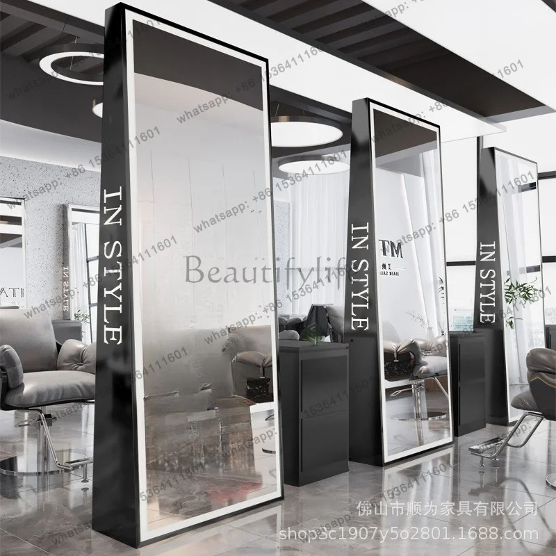 Factory Direct Sales Stainless Steel Barber Shop Mirror Table Single and Double Sided Floor Wall-mounted Full Body Mirror