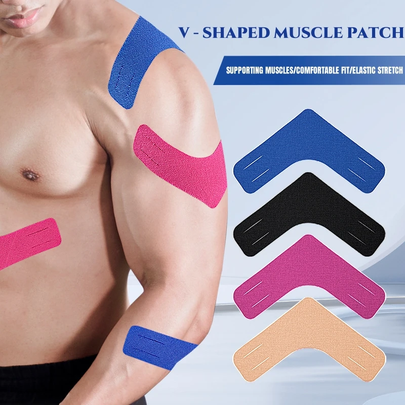 20pcs V Shaped Kinesiology Tape Elastic Athletic Tape Supports & Protects Muscles,Knees,Shoulders & Plantar Fasciitis for Sports