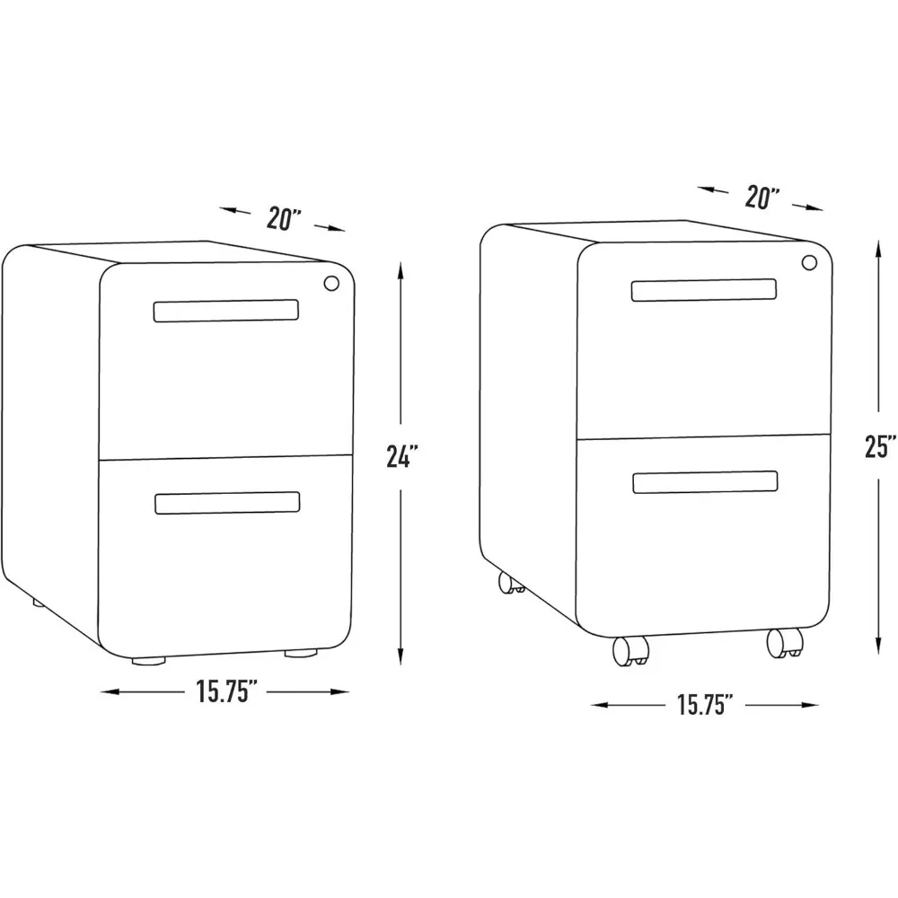 خزانة ملفات متنقلة ذات درجين من Laura Davidson Furniture Stockpile مع قفل - خزانة ملفات معدنية تحت المكتب، ملف قانوني/حرف F #3