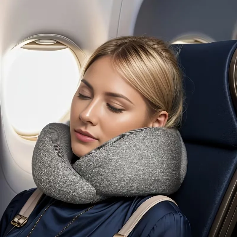 U-shaped Pillow for Airplanes 2026 Travel Neck Support Pillow Memory Foam Adjustable Noon Break Sleep Pillows Offices and Cars