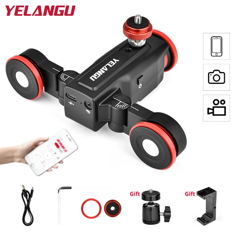 YELANGU L5 Motorized Camera Slider Automatic Video Dolly Car Rail Systems for DSLR Camera Sony iPhone 13 Pro with Remote Control