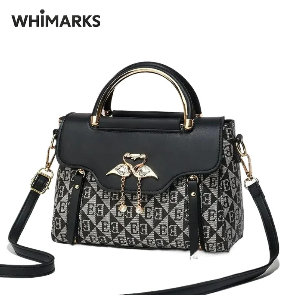 WHIMARKS Women's Handbag Lady's Shoulder Bag Embossed Plain Style Versatile Crossbody Bag PU Leather Handbags Top-Handle Bags