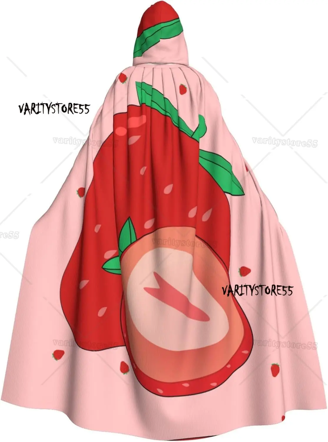 

Мультяшный клубничный узор на Хэллоуин для взрослых, накидка с капюшоном, плащ для ношения ролевых игр на Хэллоуин