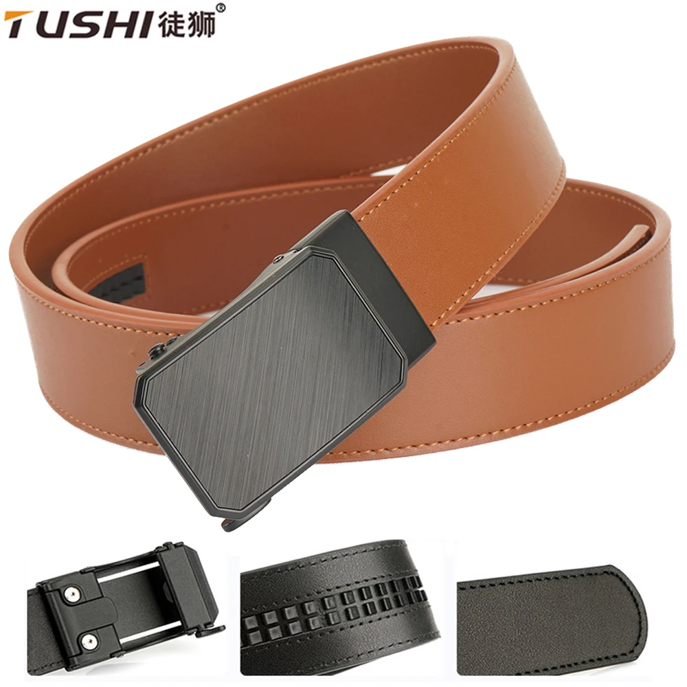 

TUSHI Official Authentic Leather Military Belt Alloy Automatic Buckle Natural Cowhide Jeans Belt Trousers Outdoor Tactical Belt