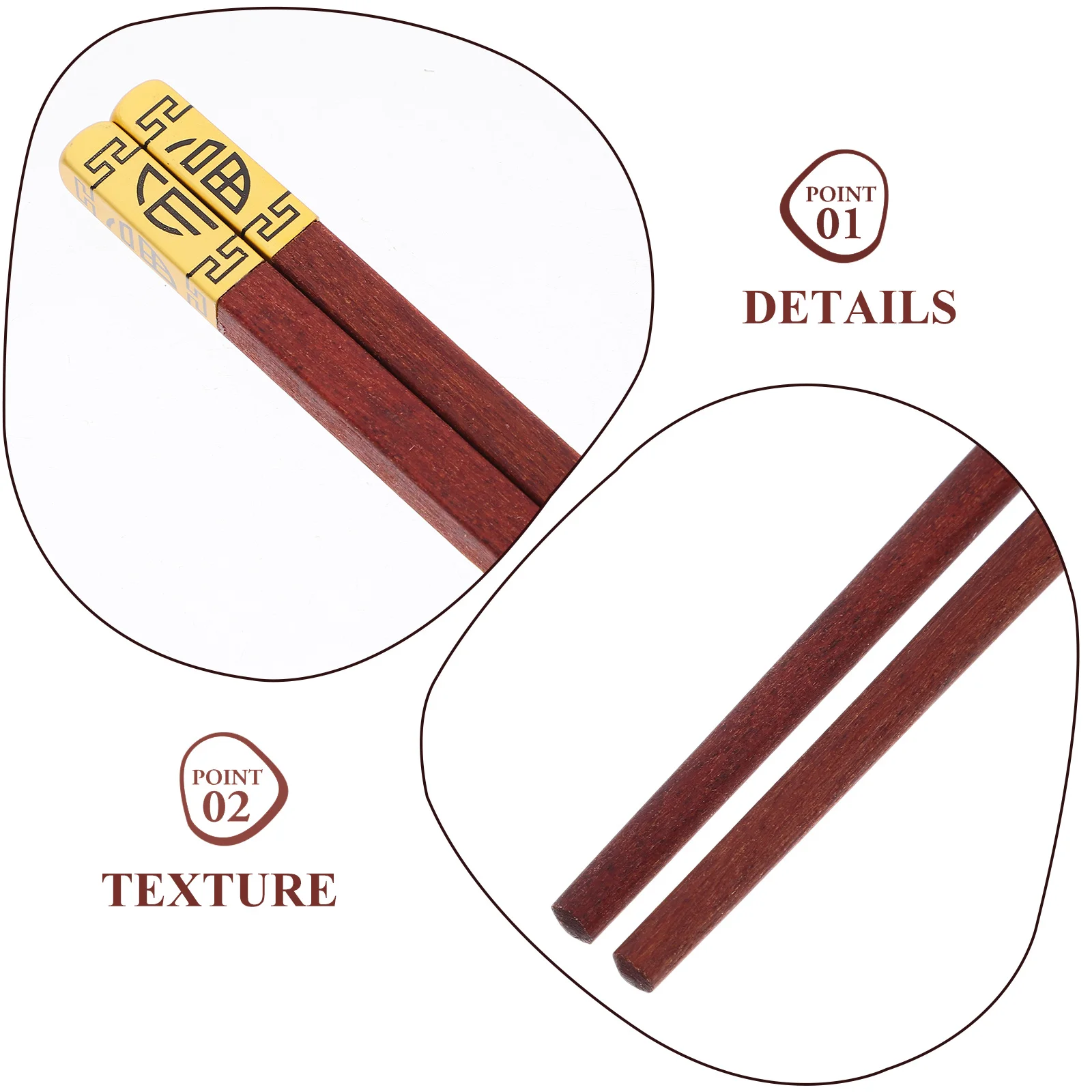 

5Pairs Red Sandalwood Chopsticks Wooden Hand-Carved Reusable Chinese Dinner Chopsticks Set Perfect for Household Restaurant Use