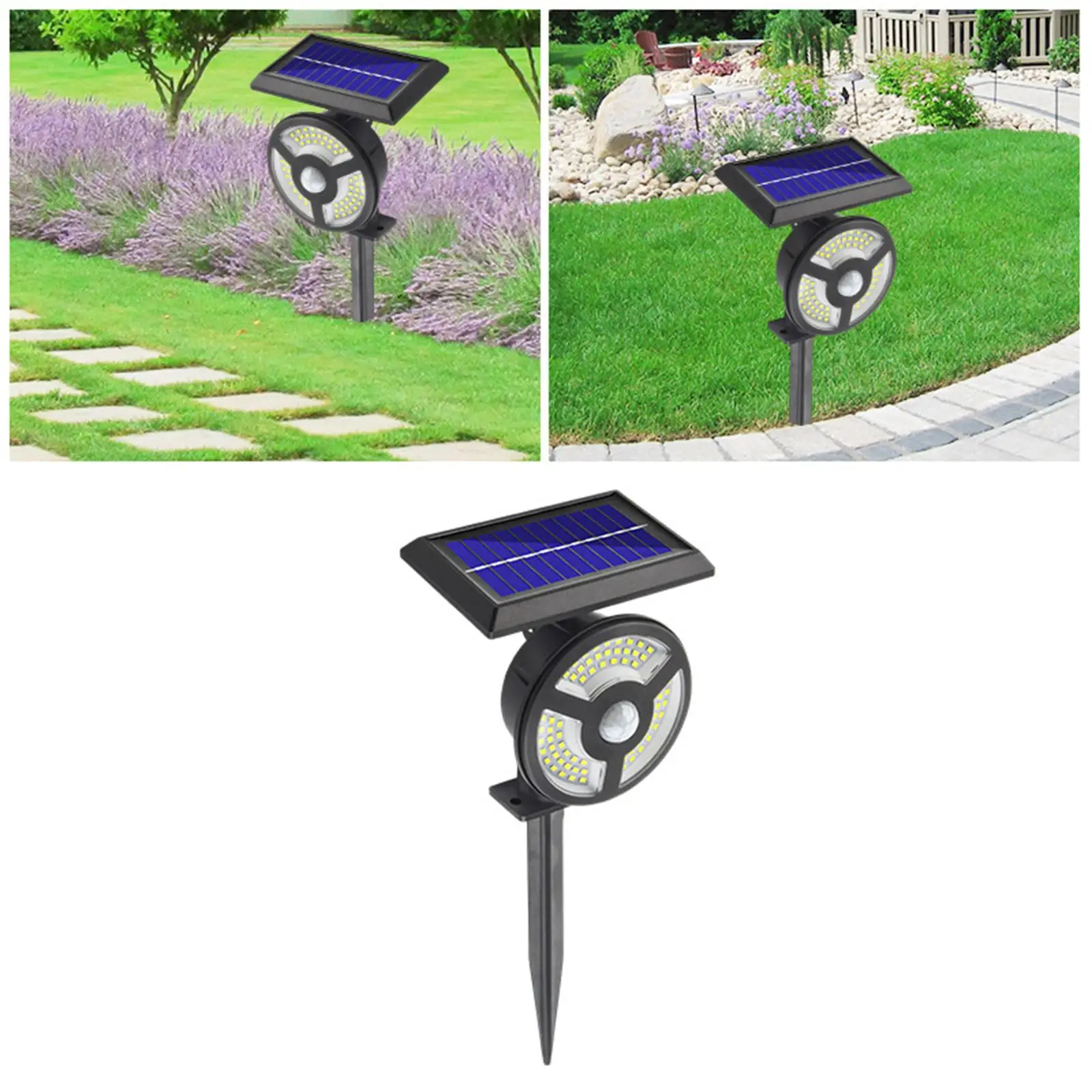 Solar LED Lights Outdoor Garden IPX65 Waterproof Motion Sensor 3 Lighting Modes for Street Fence Gutter Patio Lighting