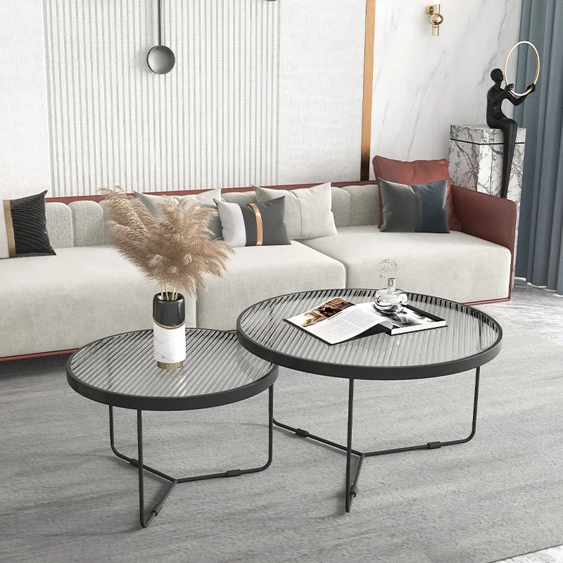 Italian light luxury minimalist tempered Changhong glass coffee table household size combination living room
