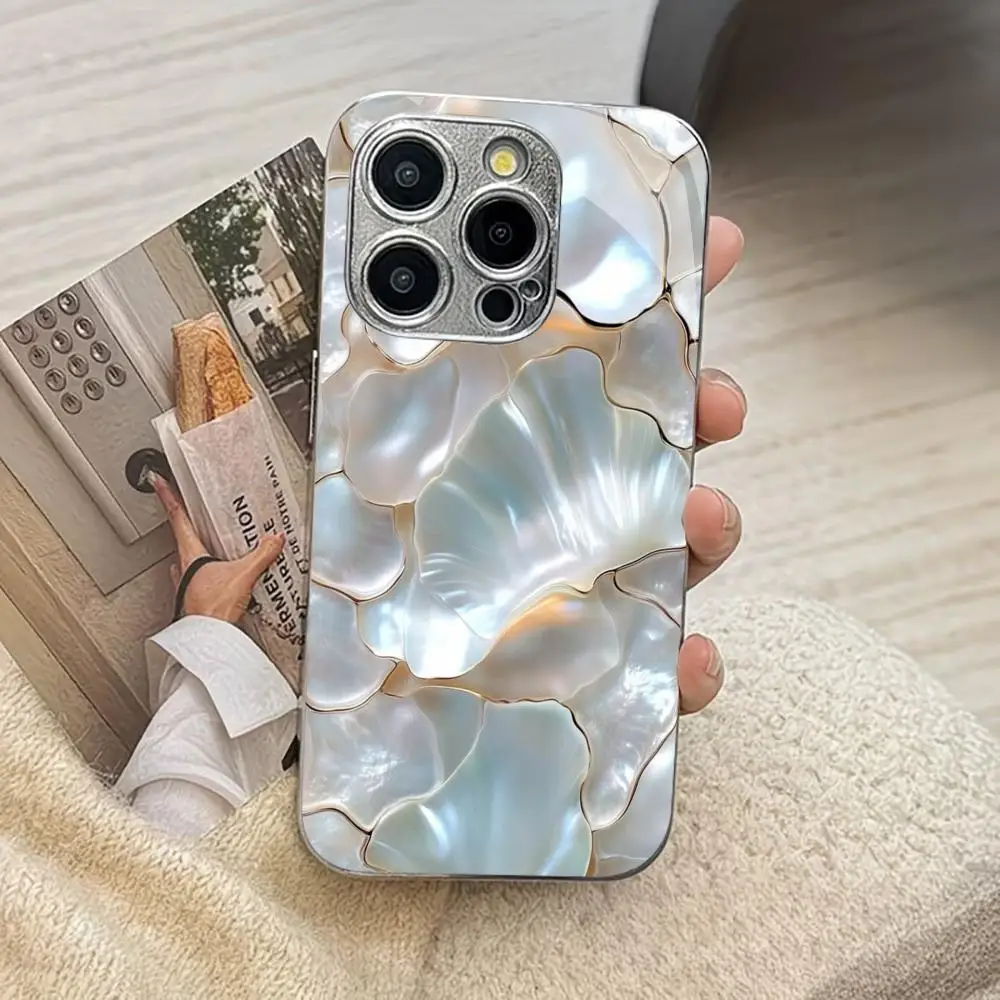 Muschelmuster Hochwertige Handyhülle Galvanisiertes Glas TPU Handyhülle für iPhone 17, 16, 15, 14, 13, 12, 11 Pro Plus – Detail 6
