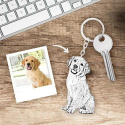 DHQH Personalized Pet Photo Necklace Carving Pet Pendant Gift Handmade Custom Dog and Cat Keychain Memory Jewelry Image Pendant