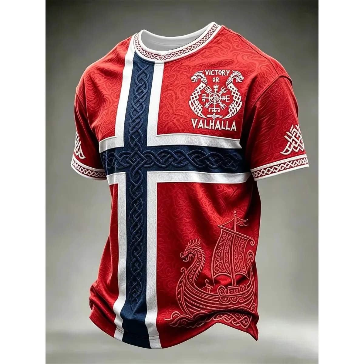 Norway Viking T Shirt Men Norge Cross Flag Shield Printed Jersey Tees Summer Short Sleeve Valhalla Wolf Football Casual Clothes