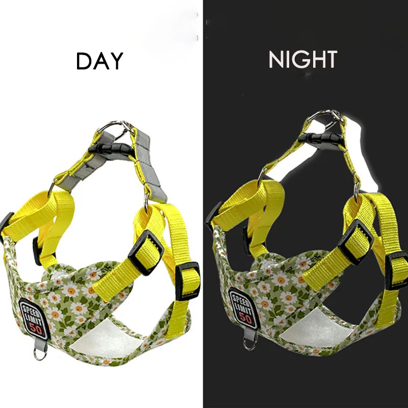 Breathable Cat Harness Leash Set No Pull Printing Puppy Harness Vest for Small Medium Dog Cats Reflective Chest Strap Chihuahua