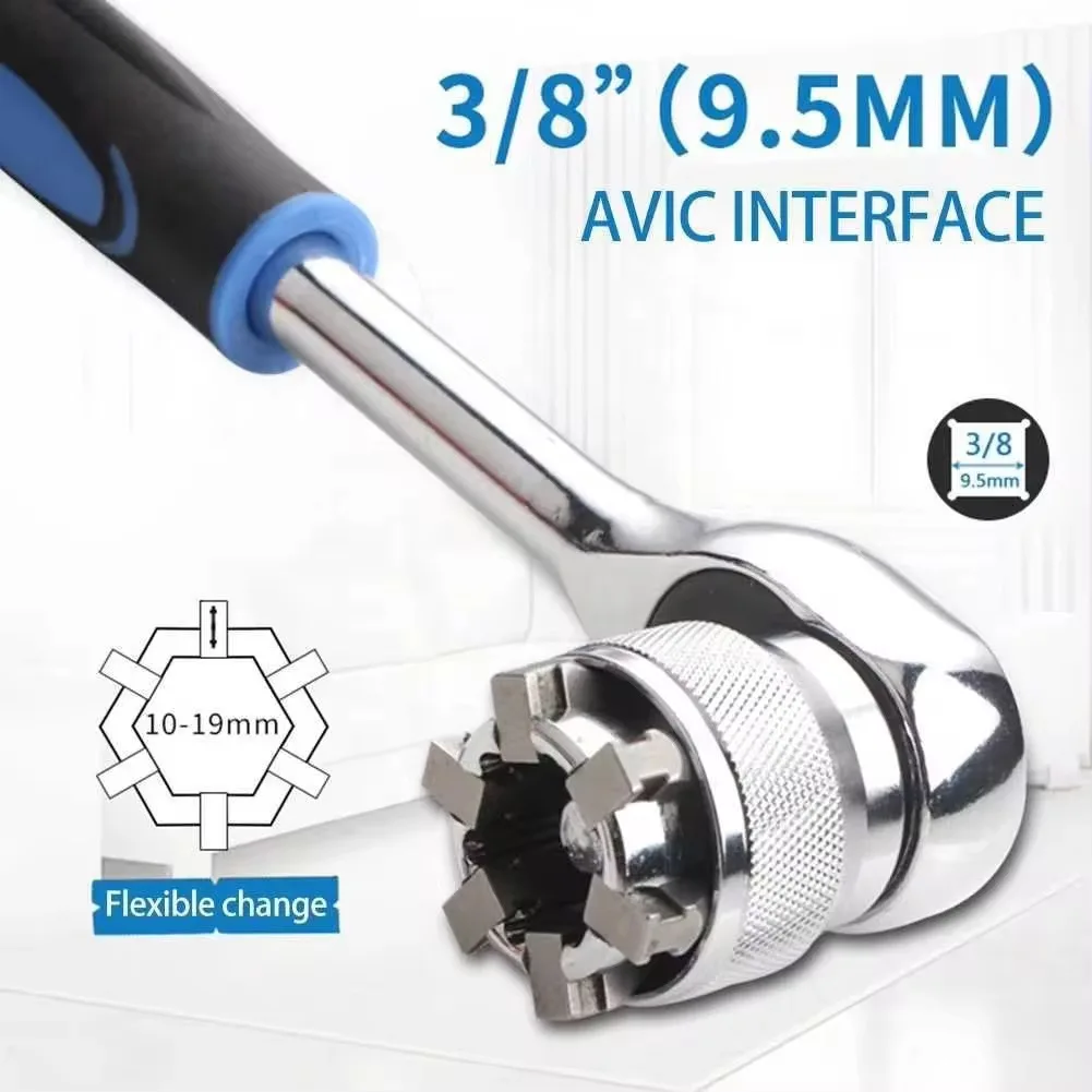 Adjustable Universal Socket Wrench Grip Adapter, 10-19mm Hex Head Nuts And Bolts Driver Tool, For 3/8" Drive Ratchet Torque Wren - view 5