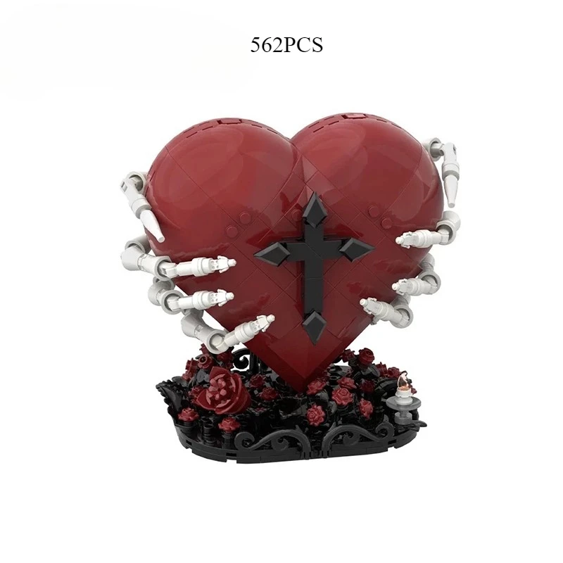

Gothic Sacred Heart Building Blocks Skeleton Hand Sacred Heart with Thorned Rose Base Skeleton Holding A Heart Toy Fans Gift