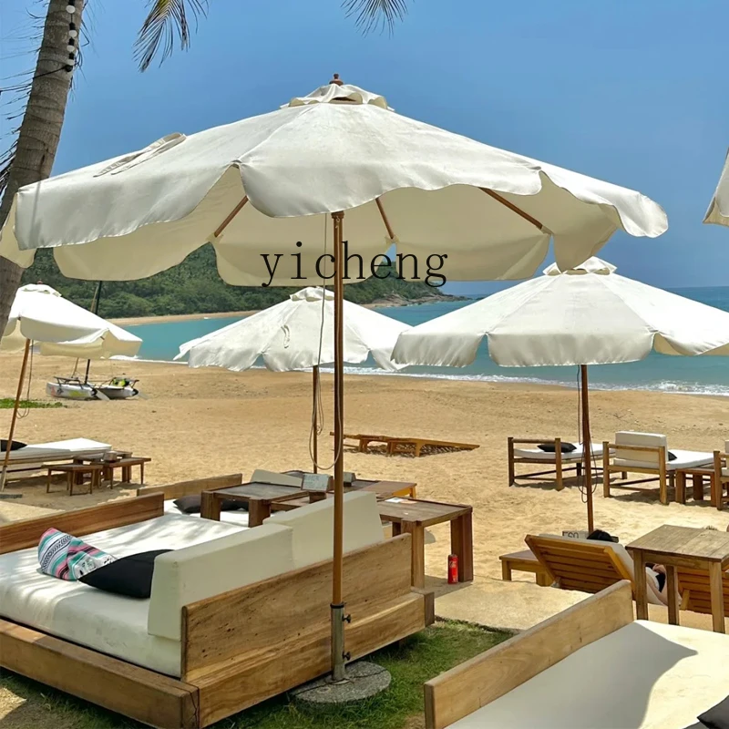 HYS Parasol Double-Layer Wavy Vertical Edge Striped Color Shooting Prop Display Central Column Umbrella Beach Outdoor