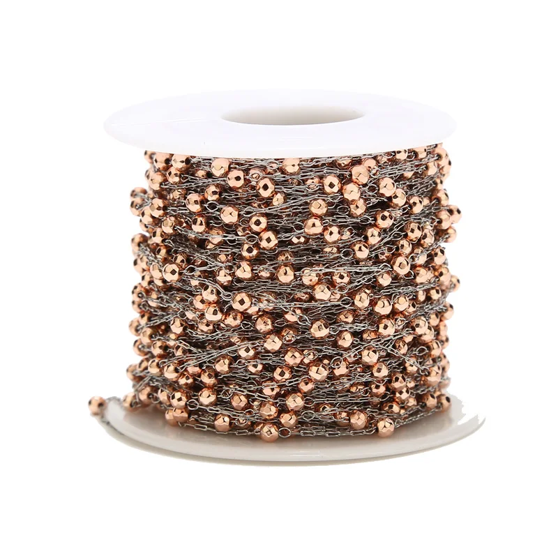 

1 м цепочка из бисера из нержавеющей стали, матовая золотая шариковая цепочка с ослепительными прозрачными хрустальными бусинами, цепочка ручной работы для изготовления ювелирных изделий своими руками