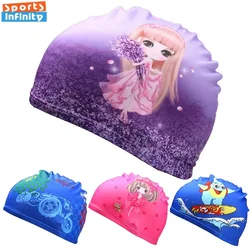 Children's Swim Caps Annimal Printed Swimming Caps for Boys and Girls Kids Cute Cartoon Swimming Cap Swimming Pool Accessories