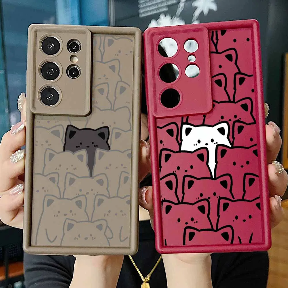 Gatos preto e branco para samsung a30 a20 a31 a32 a33 a34 a50 a51 a52 72 53 54 71 73 25 35 55 06 56 caixa de telefone com escada ocular funda