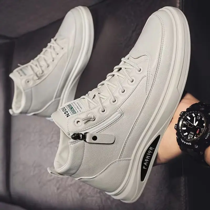 Fashion Cotton Shoes Flat Ankle Boots Business Outdoor Man Sneakers New Men Autumn High Top Leather Casual Shoe