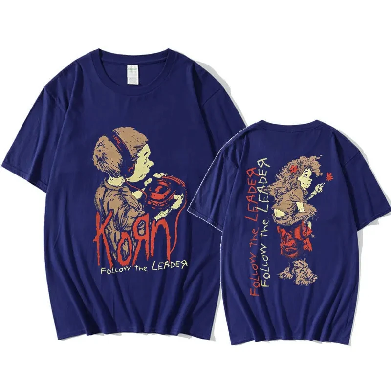 Korn Follow The Leader Walkman T Shirt Men's Metal Gothic Rock Band T Shirts Unisex Clothing Fashion Vintage Oversized T-shirt