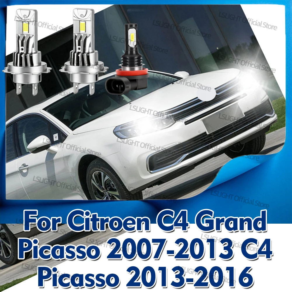 2/6x Super Bright LED Headlights 30000LM Head Lamps 6000K Fog Bulbs For Citroen C4 Grand Picasso 2007-2013 C4 Picasso 2013-2016