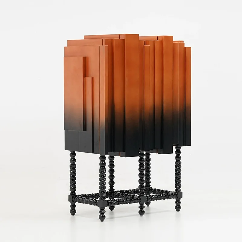 Neoclassical creative dining side cabinet Post-modern light luxury wall decorative cabinet Designer model room Villa