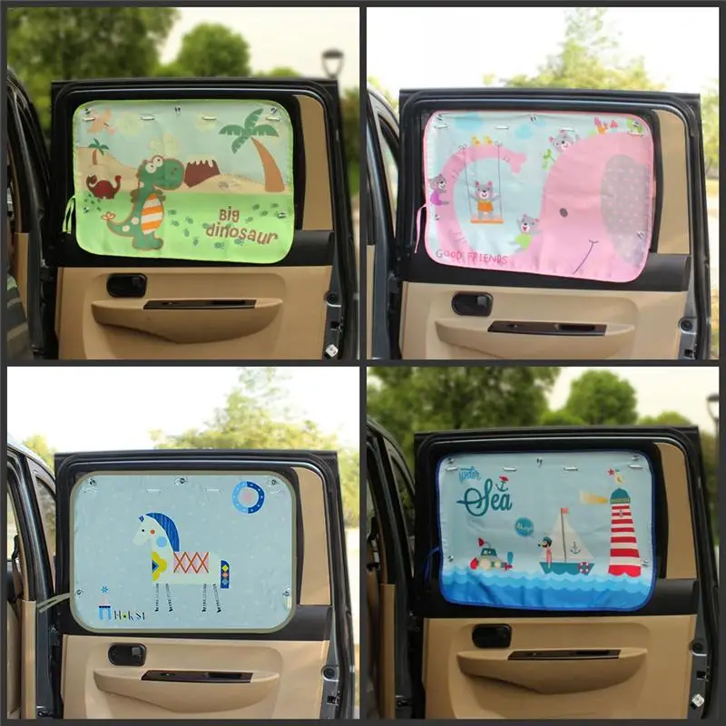 Car Sun Shade Car Cover Cartoon Rear Side Window Curtain Film Auto Sunshade Visor Heat UV Protection For Baby Kid Children