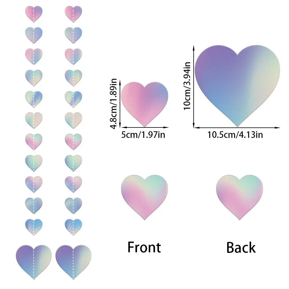 4 buah liontin Laser hati cinta warna-warni ornamen gantung hati romantis buatan tangan dua sisi Dekorasi Hari Valentine