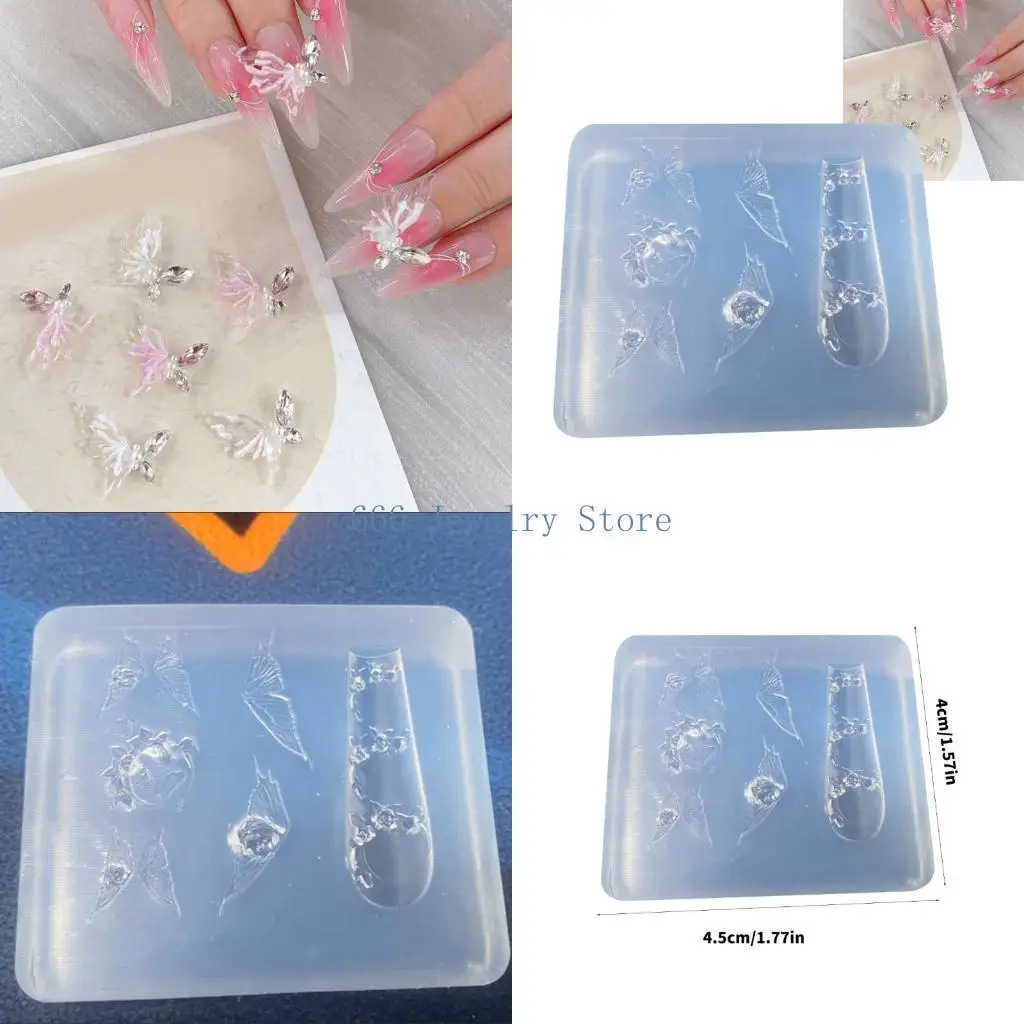 

F2TD Многоразовая силиконовая форма с цветком бабочки для 3D-украшений для ногтей ручной работы
