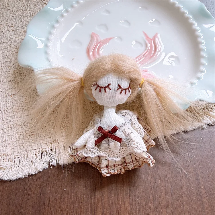 Cute Doll Plush Toy Accessory Keychain Bag Charm Hair Clip for Girls Korean Sweet Mini Pendant Decoration