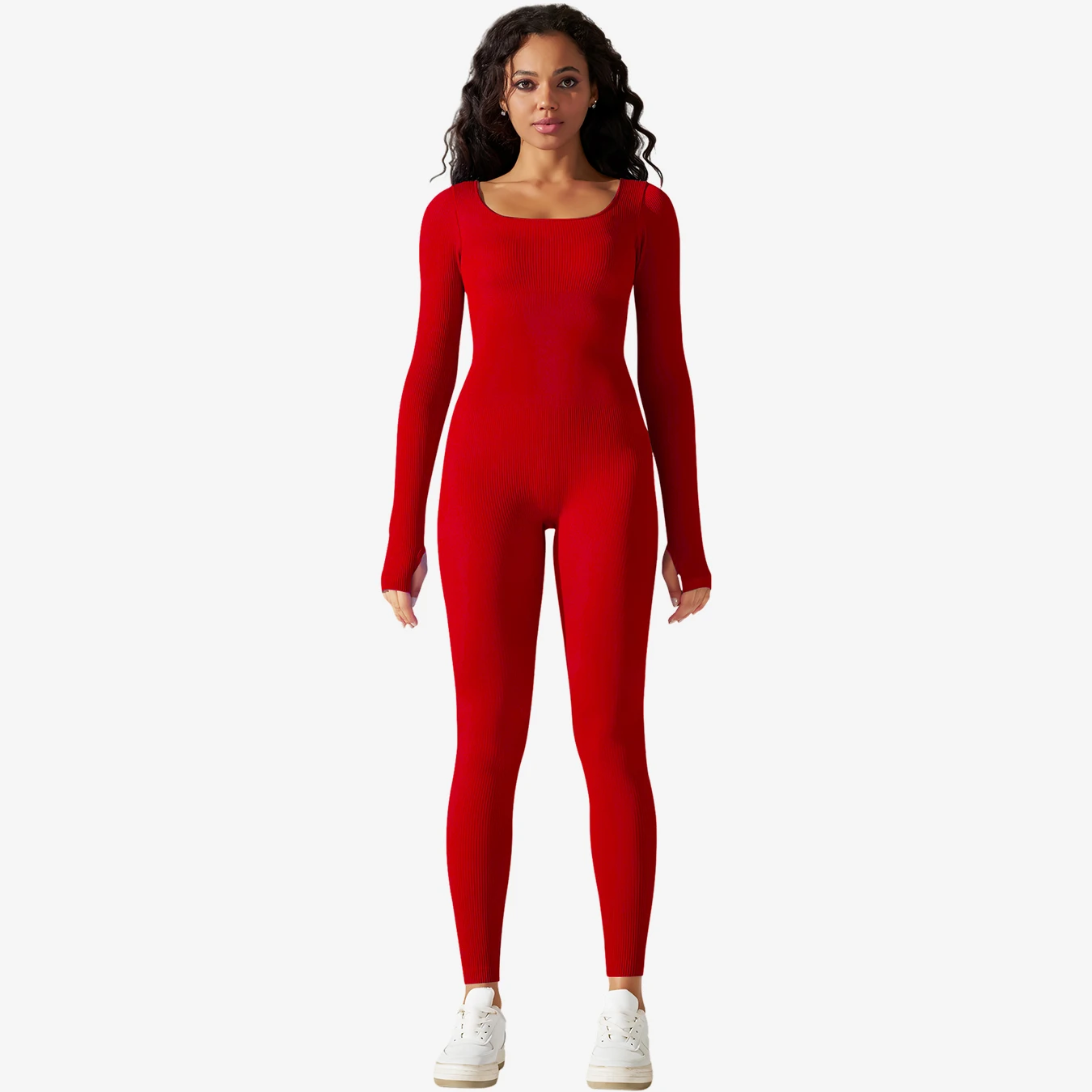 

Threaded Square Collar Women Bodysuit Hip Lifting Sexy Yoga Set Outdoors Sports Fitness Jumpsuit Slim One-piece Garment