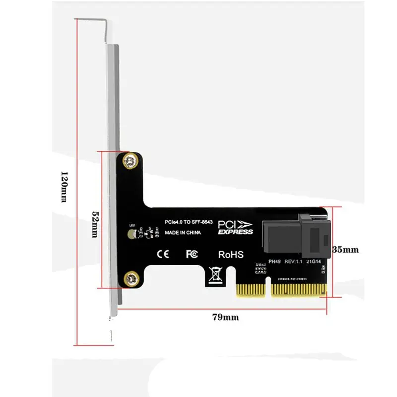 AA19 Pcie to SFF 8643 4X/8X Adapter Card 2 U.2 Port Card for Nvme SSD Converter Hard Disk Expansion Card for Desktop
