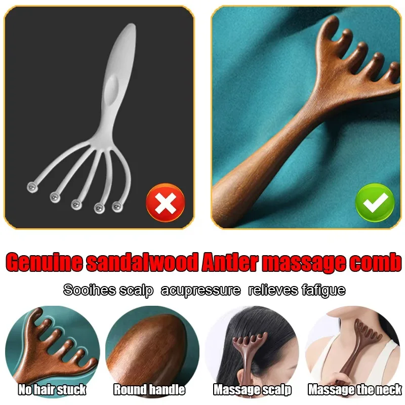 

Ручной массажер для кожи головы с шестью когтями — антистатическая массажная расческа Meridian для головы, инструмент Гуа Ша для спа и кровообращения