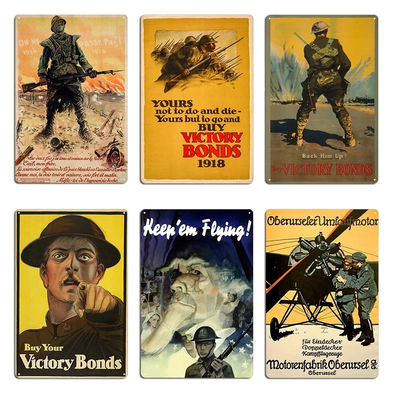Books Wanted For Our Men In Camp  WW1 Book Drive For Soldiers Buy Victory Bonds 1918 Metal Cave Club Designer Tin Sign Poster