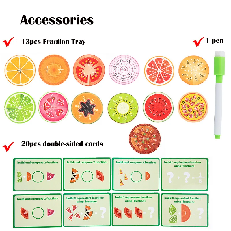 91 ชิ้นไม้ผลไม้เศษส่วนของเล่น, ห้องเรียนคณิตศาสตร์ช่วยสอน, หมายเลขการเรียนรู้สําหรับเด็กคณิตศาสตร์, การศึกษาเกมในร่ม