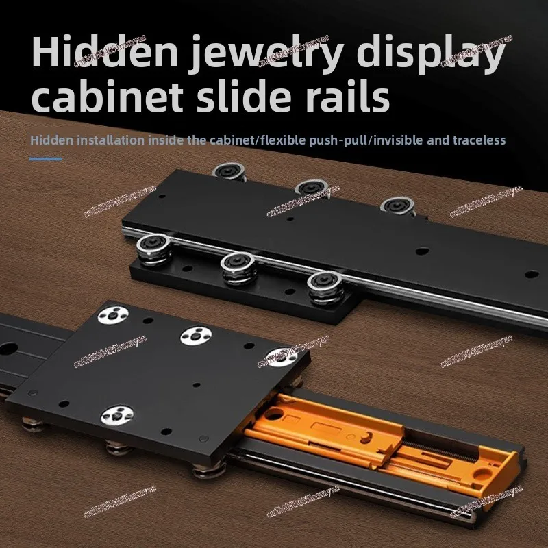 Hidden Jewelry Display Cabinet Buffer Bottom Mounted Track Invisible Damping Track Pull Table Slide