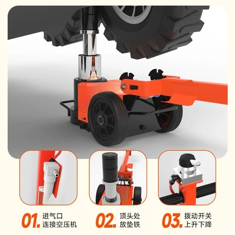 Horizontal Pneumatic Jack 80 Tons New 50t100 Cart Hydraulic Thousand Gold Top Double Section Auto Repair 120 Tons 60