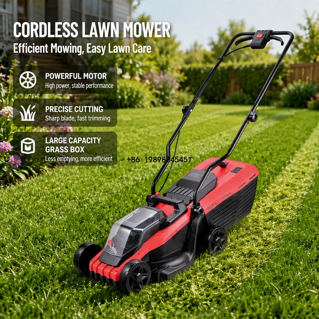 40V Cordless Lawn Mower Brushless Motor & 38cm Cutting Lightweight for Small Garden