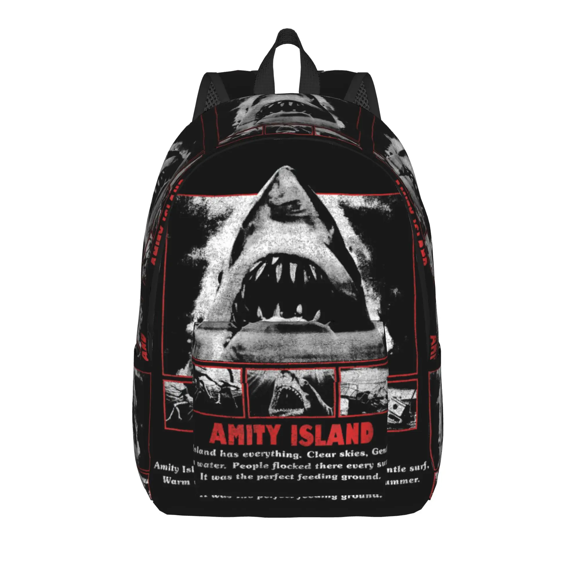 Jaw-Shark Movie Pop Poster Teenage Backpack Pocket School Travel Classic Movie Shark Daypack for Men Women Laptop Shoulder Bag