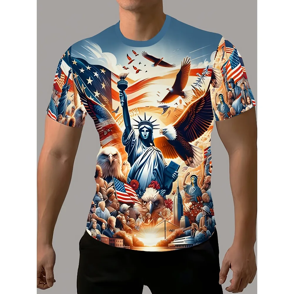 

Лето 2029, мужские и женские быстросохнущие футболки с 3D принтом статуи Свободы, детские повседневные футболки для выхода, удобные топы