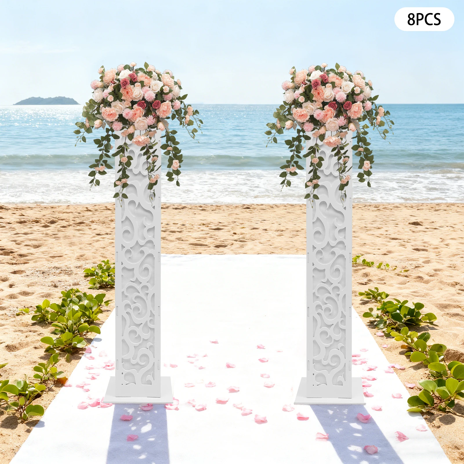

8pcs Wedding Flower Baskets with LED Lights, Hollow Cutout Structure, Elegant Ornaments for Birthday Banquets, Business Opening Events